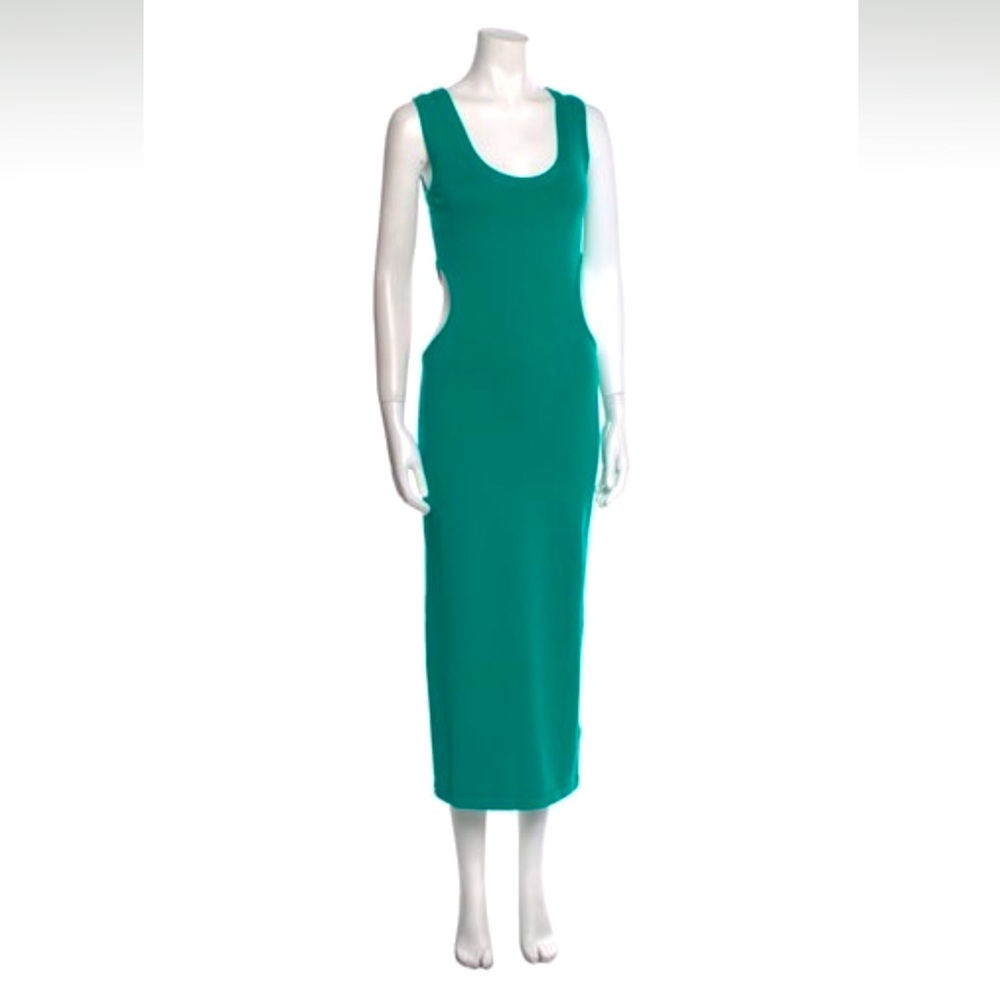 NWT Torn by Ronny Kobo Size Medium Green Turquoise Cut Out Midi Scoop Neck Dress